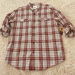 Threads & Heirs Shirt Macy’s Mens XXL Roll-Up Sleeve Button-Up Cotton Plaid NEW